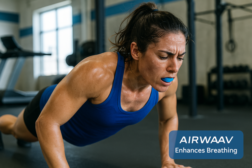 Athlete using Airwaav Mouthguard during CrossFit.