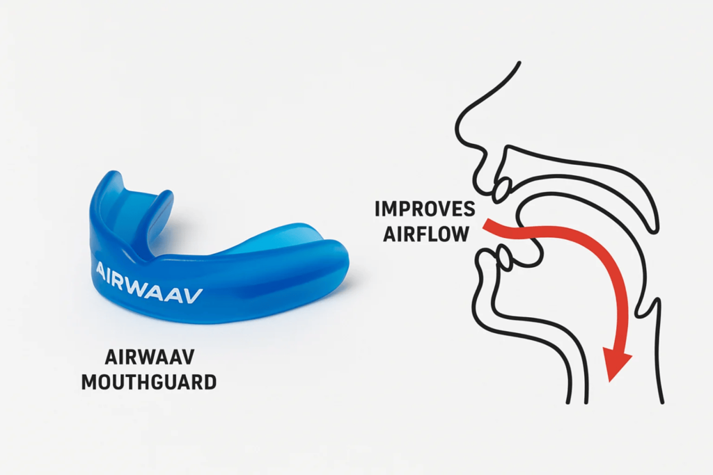 Airwaav Mouthguard with airflow diagram.