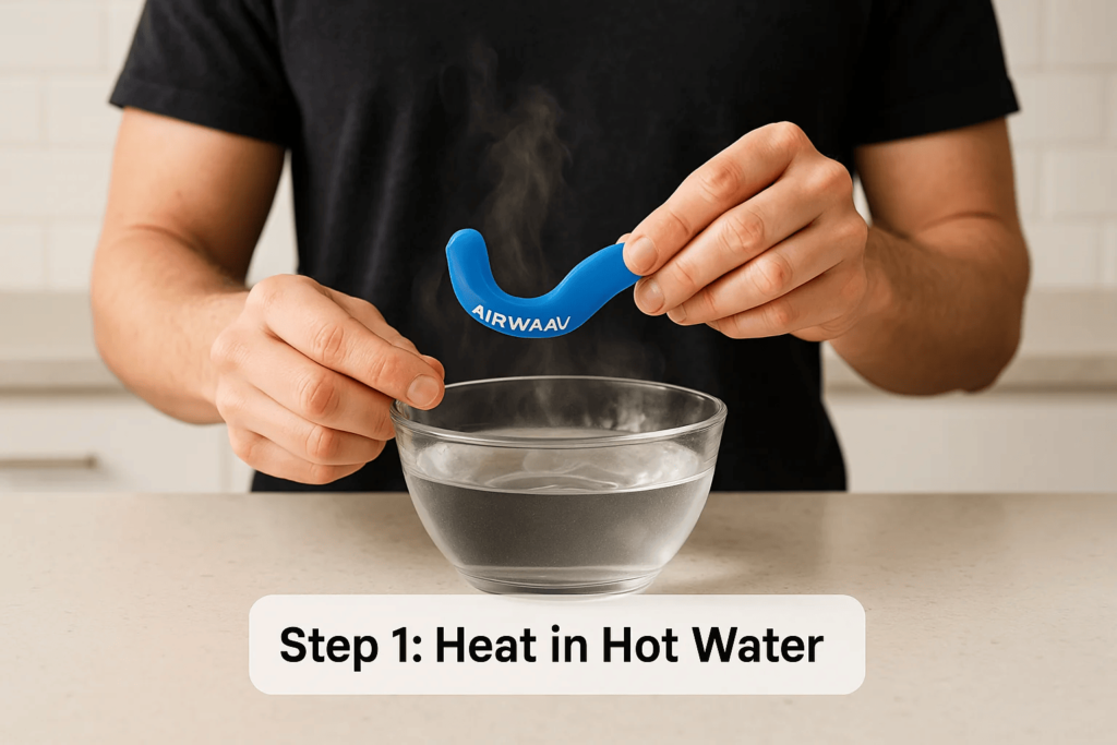 The Airwaav mouthpiece is easy to use – simply heat it in hot water