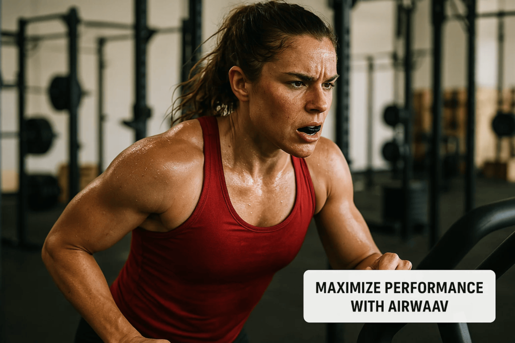 Athlete maximizing performance with Airwaav Mouthguard.